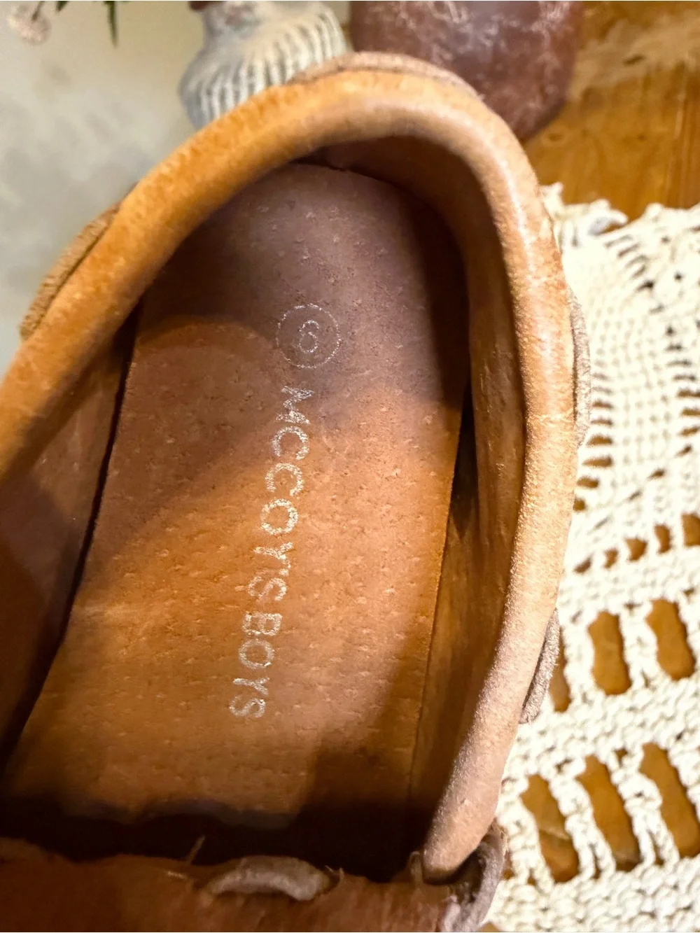 McCoy’s Boys Loafers Baby Little Kid 6 Caramel Brown Moccasin Dress Shoes
